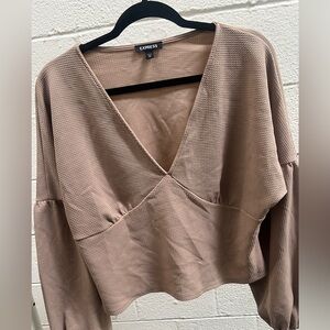 Express Taupe puff sleeve top